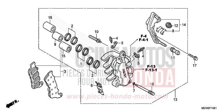 L. FRONT BRAKE CALIPER for Deauville ABS SPANGLE SILVER METALLIC (NHA49) from 2011